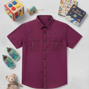 Premium Kids Cotton Casual Shirt – Half Sleeve | Double Pocket
